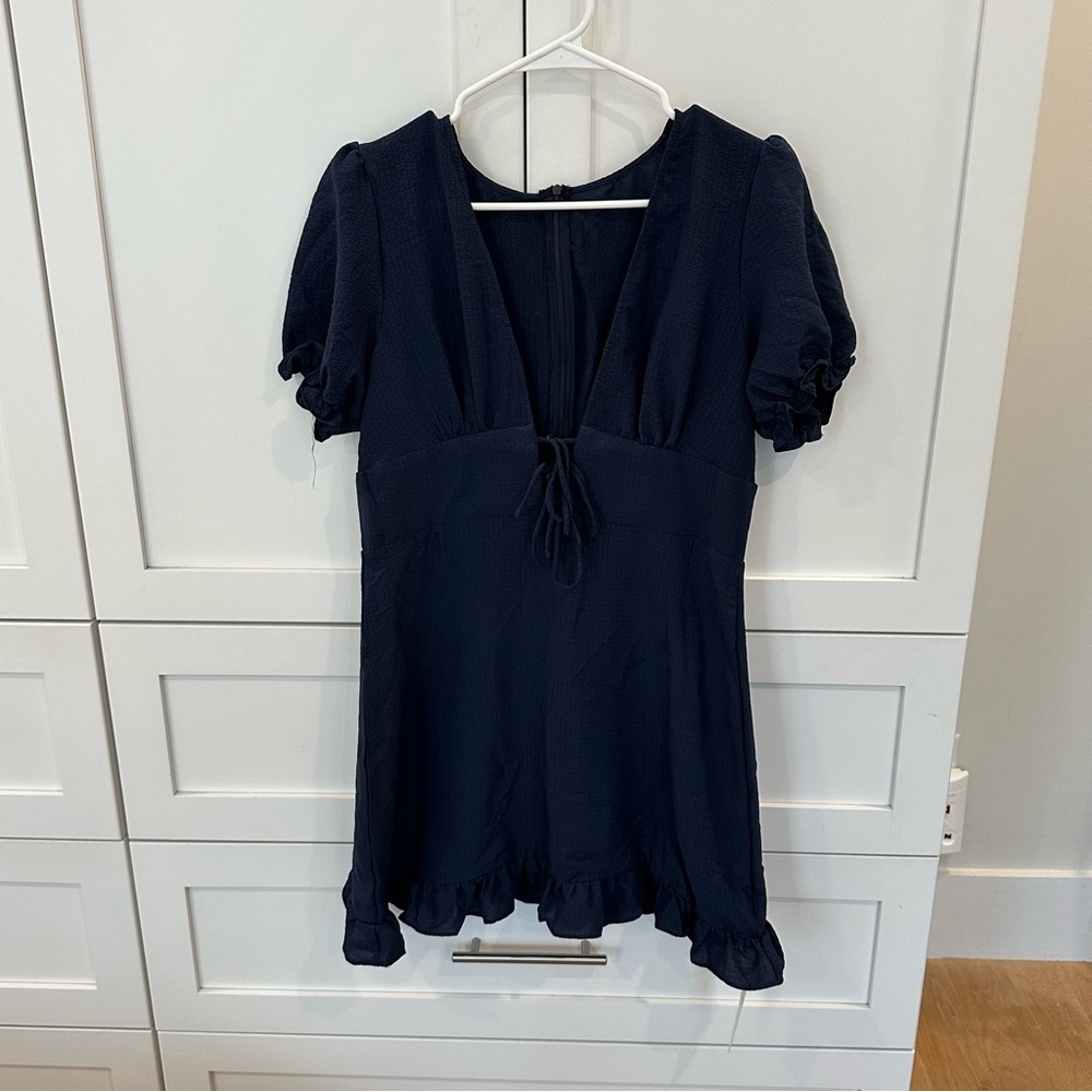 Cupshe Blue Tie Front Ruffled Blouse